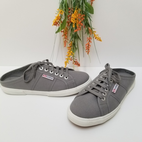 Superga Shoes - Superga Women's Gray Canvas Slip-On Sneaker Mule